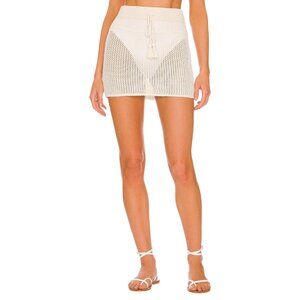 LSPACE Coast Is Clear Mini Skirt in Cream Medium New Womens Coverup